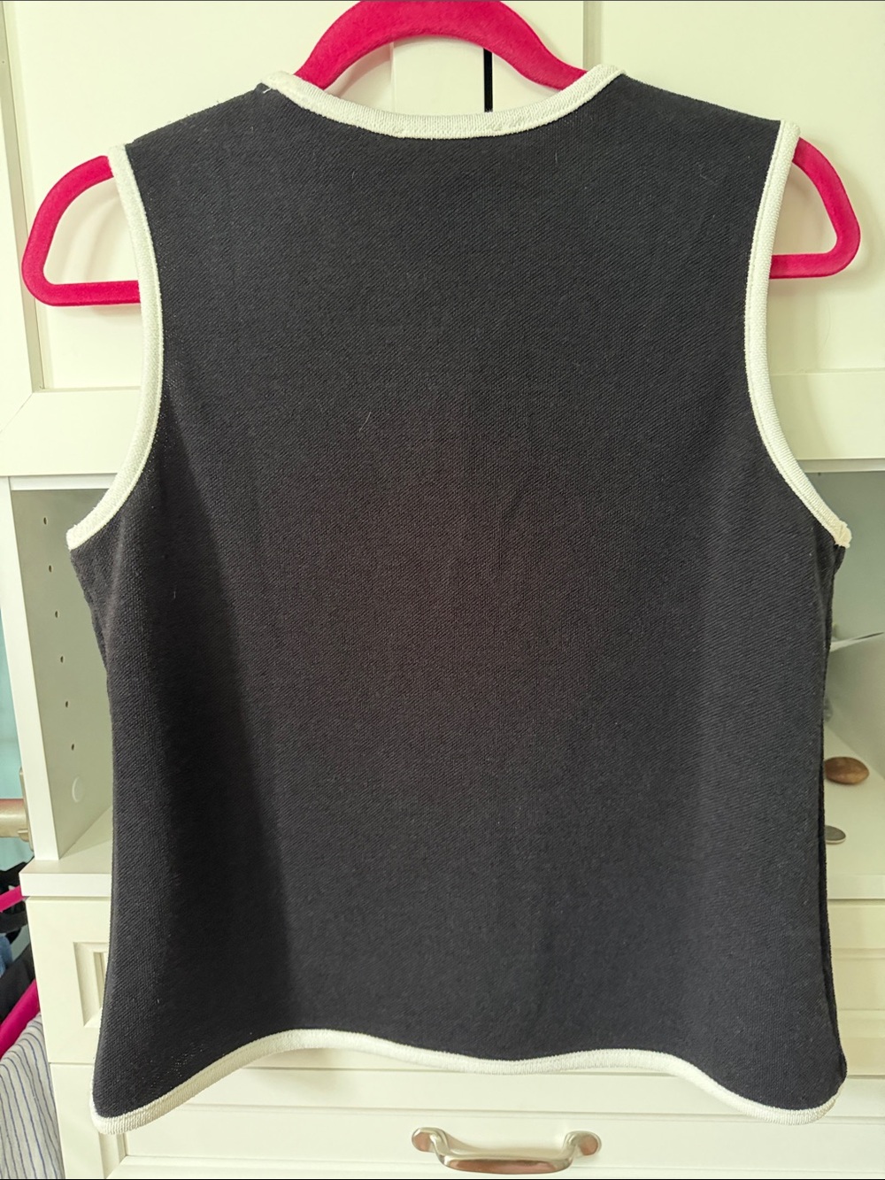 Bailey 44 Black Sleeveless Knit Vest with Cream Trim and Gold Buttons - Picture 4 of 4